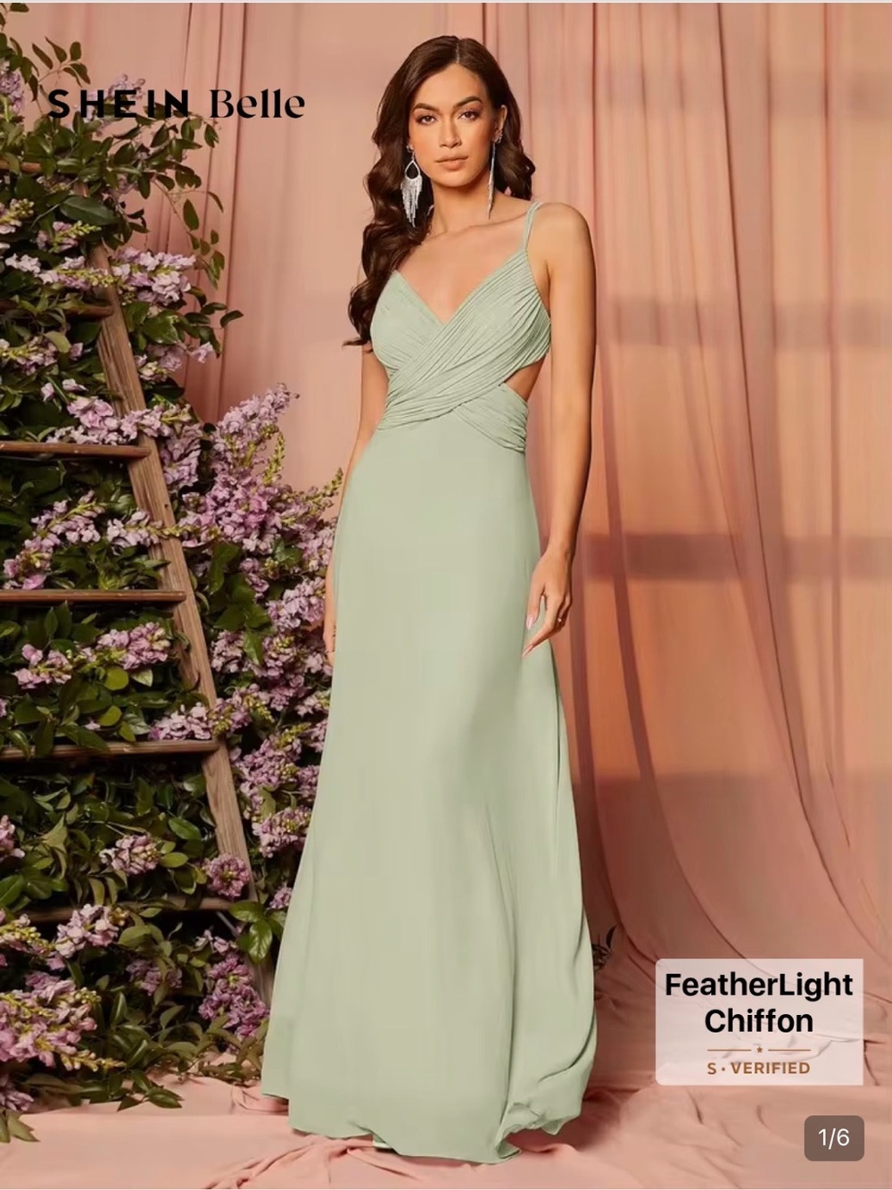 SHEIN Mint Green Spaghetti Strap Chiffon Maxi Dress
